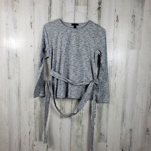 J crew gray long sleeve open back top women's size small